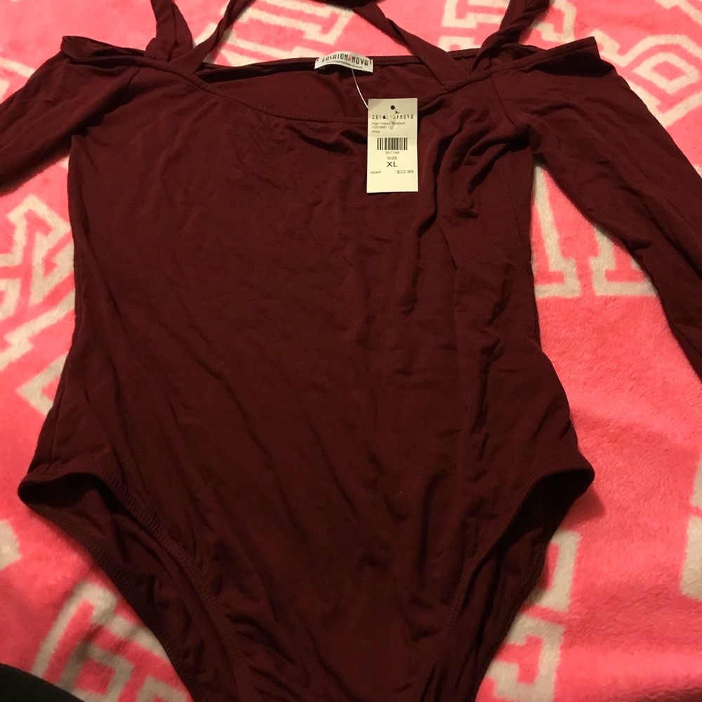 Fashion Nova wine colored body suit Xl